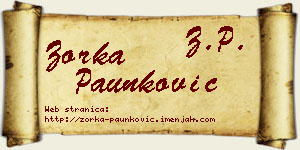 Zorka Paunković vizit kartica